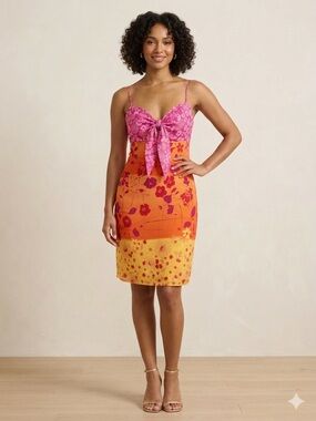 Muse Magenta Floral Tie-Neck Blouse